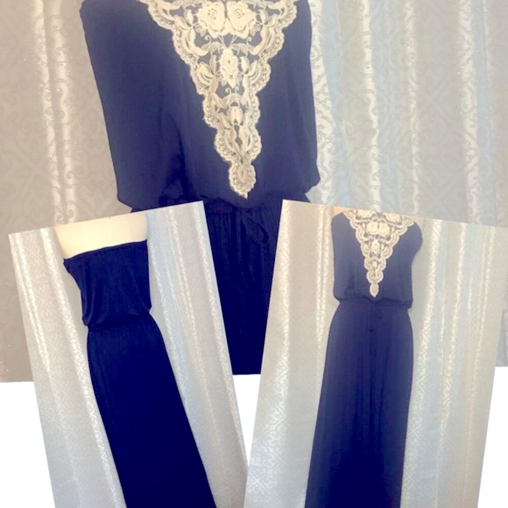 Tua Blue maxi strapless dress